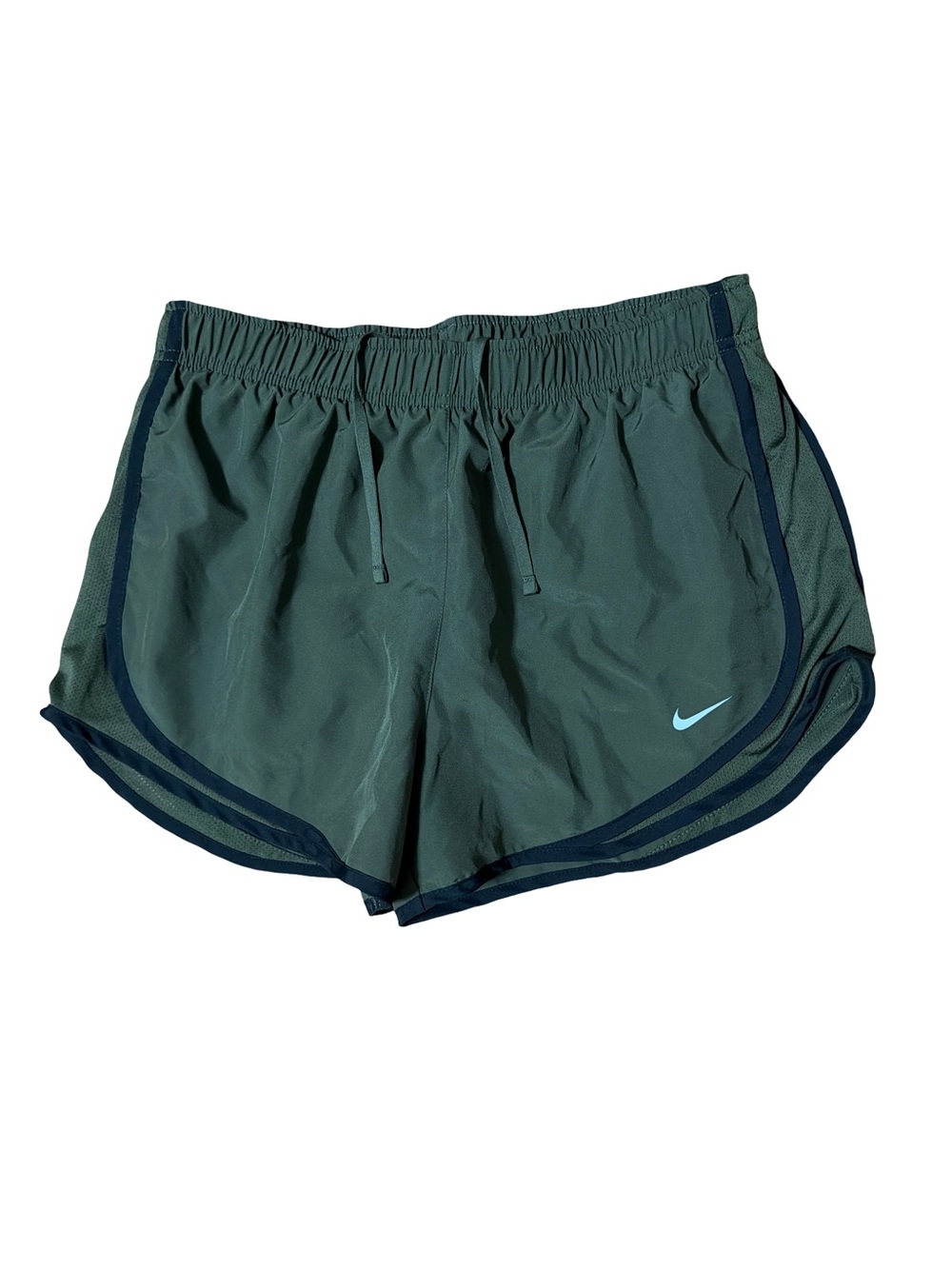 Nike Women's Forest Green Athletic Shorts with Navy Trim